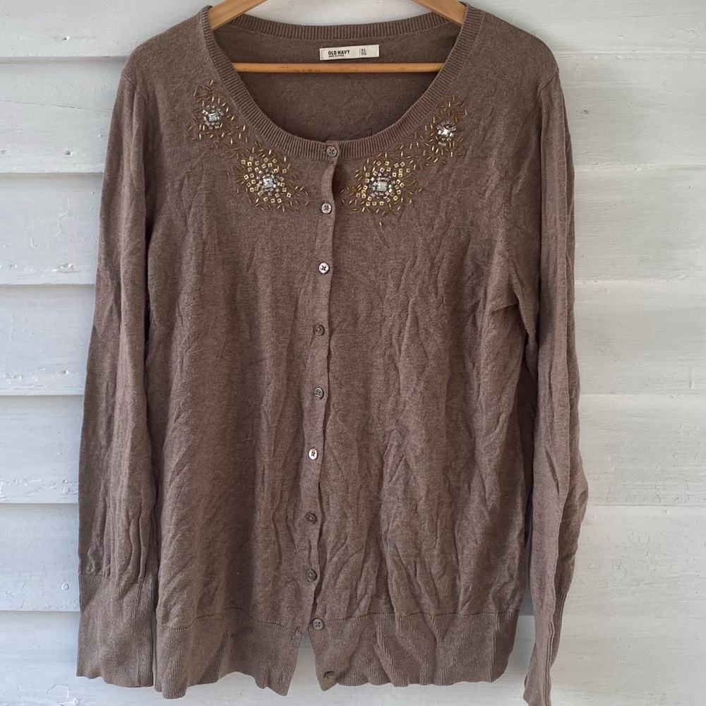 Brown sequined cardigan